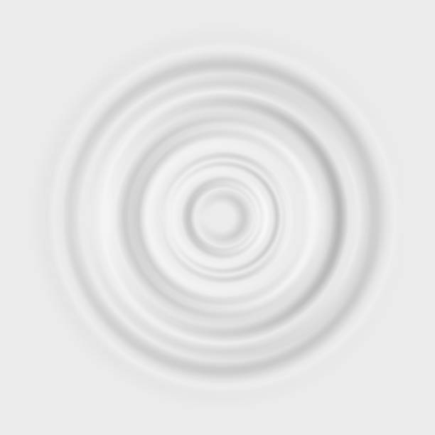 istock Milk ripple. Realistic circle waves on white liquid. Concentric rounds on yogurt, lotion or paint. Drop falling on dairy product. Beverage advertising template, vector splash effects 1284950185