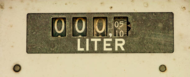 istock Old gasoline meter on a vintage gas pump 1284950267