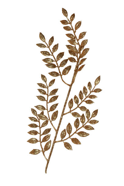 istock Golden glittery plant isolated on white backgound, christmas decorations. 1284950325