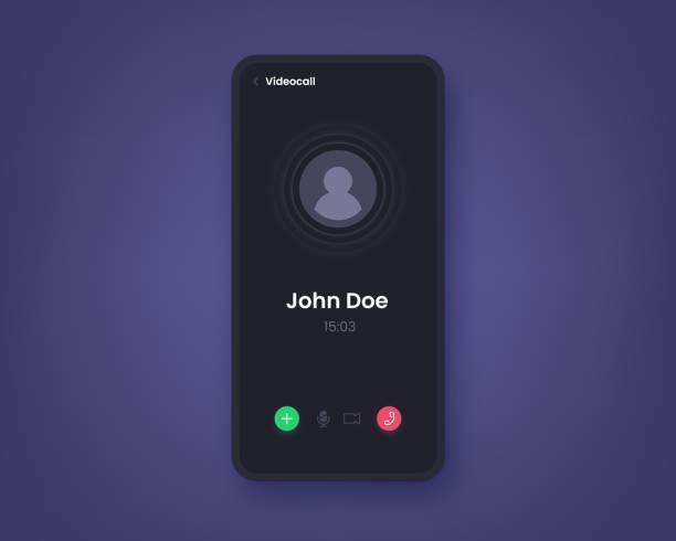 telefon görüntülü görüşme. ekran düğmeleri ile gerçekçi iletişim arayüzü. mobil konferans için kullanıcı arabirimi uygulaması mockup. özel veya iş görüşmesi, vektör akıllı telefon ekran şablonu - girmek stock illustrations