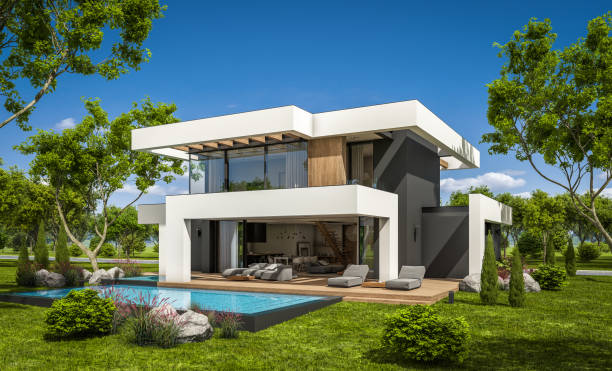 istock 3d rendering of modern house in luxurious style 1284950775