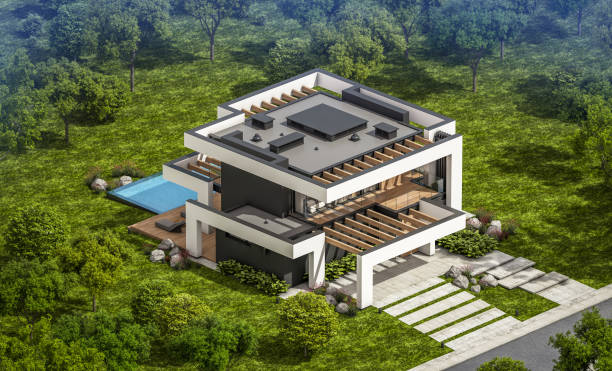 istock 3d rendering of modern house in luxurious style 1284950832