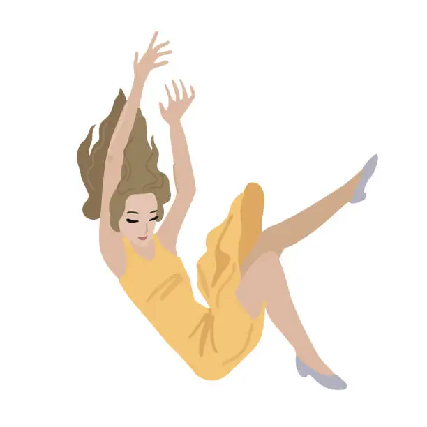 Vector illustration of Woman is falling down. Vector isolated illustration