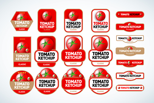 tomato ketchuo labels set