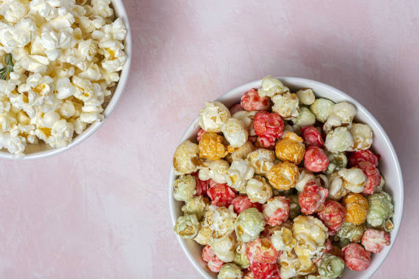istock Homemade popcorn on on colorful backgrounds 1284955703