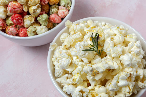istock Homemade popcorn on on colorful backgrounds 1284955704