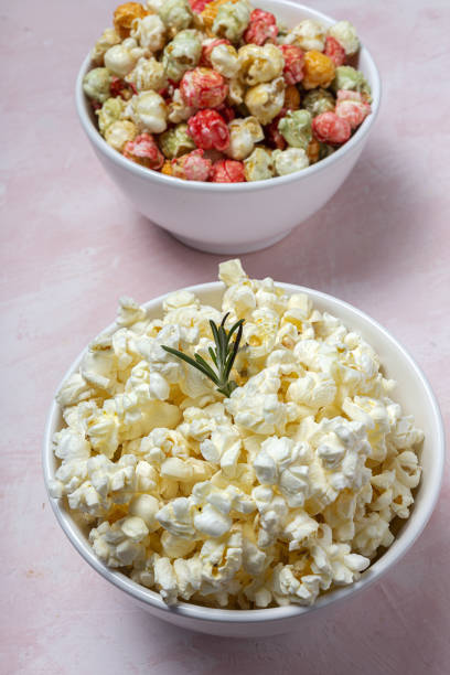 istock Homemade popcorn on on colorful backgrounds 1284955706