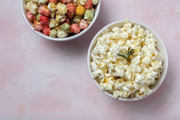 istock Homemade popcorn on on colorful backgrounds 1284955712