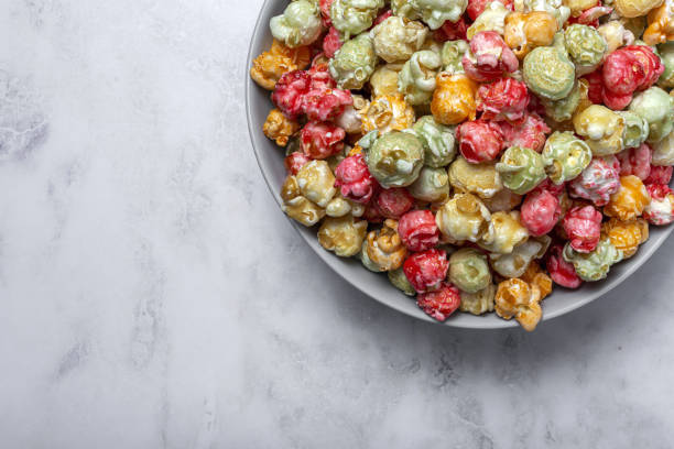 istock Homemade popcorn on on colorful backgrounds 1284955929