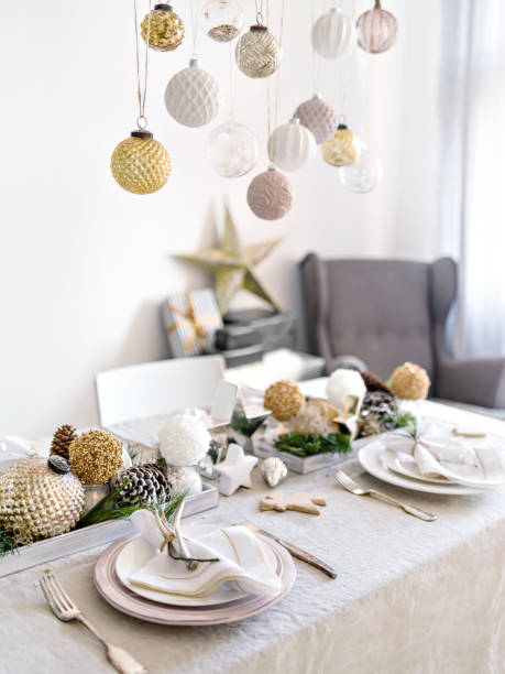 istock Scandinavian style table set for Christmas dinner. 1284957391