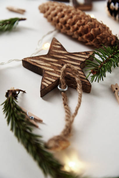 istock Christmas or New Year background. Christmas decorations on white background, top view 1284960093