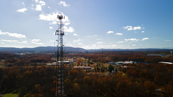 Communications tower in an Autumn landscape.