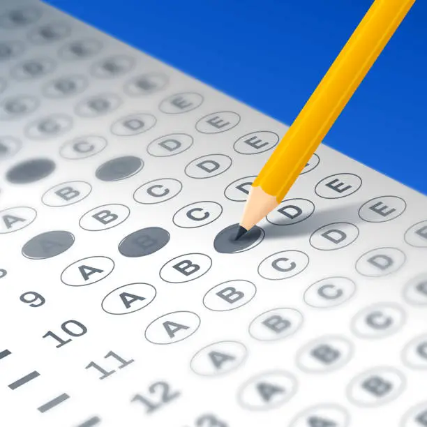 Vector illustration of Taking a Test or Filling Out a Form