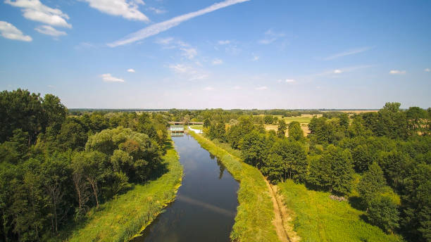 istock Widawka river filmed from a bird's eye view, Poland. 1284964761