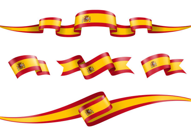 Spain Flag Ribbon Set - Vector Stock Illustration Spain Flag Ribbon Set - Vector Stock Illustration spanish flag stock illustrations