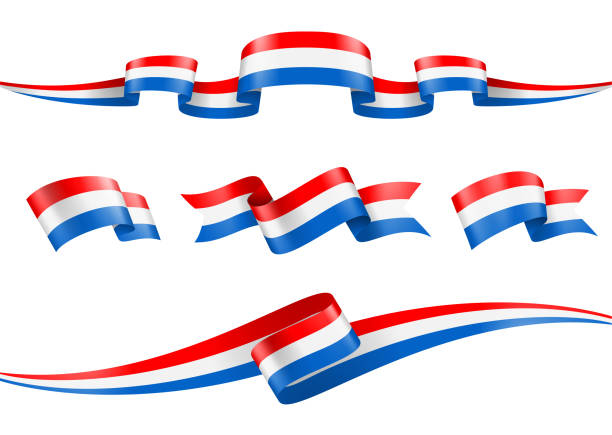 stockillustraties, clipart, cartoons en iconen met de lintset van de vlag van nederland - illustratie van de vectorvoorraad - nederland