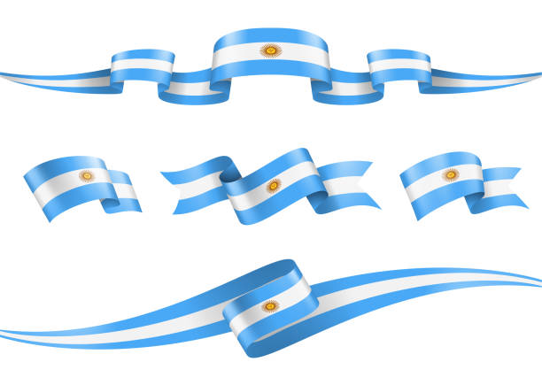 аргентина флаг лента установить - вектор фондовых иллюстрация - argentina stock illustrations