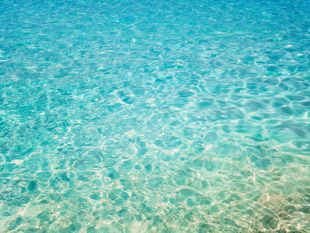 Clear turquoise sea water on Maldives, close up.