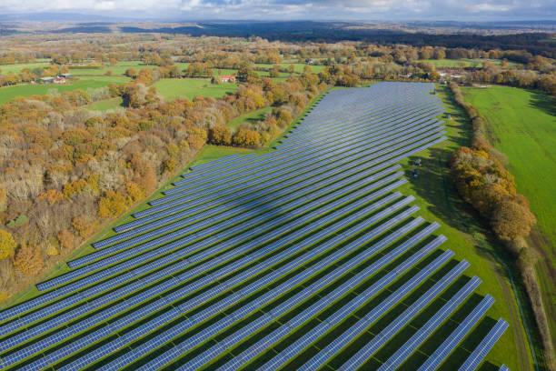 istock Solar panels on a sunny day, clean renewable energy 1284978933