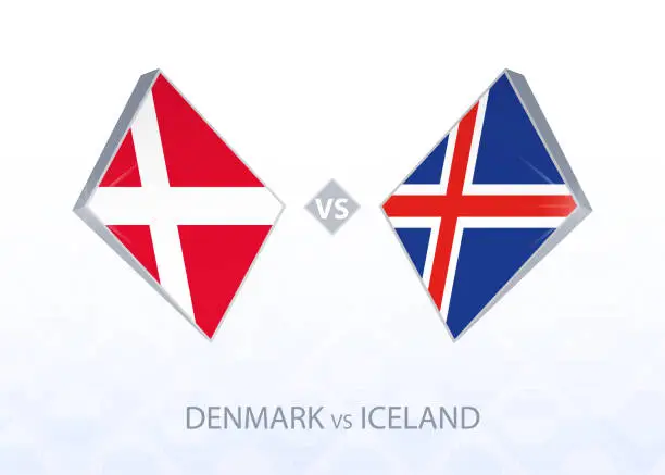 Vector illustration of Europe football competition Denmark vs Iceland, League A, Group 2.