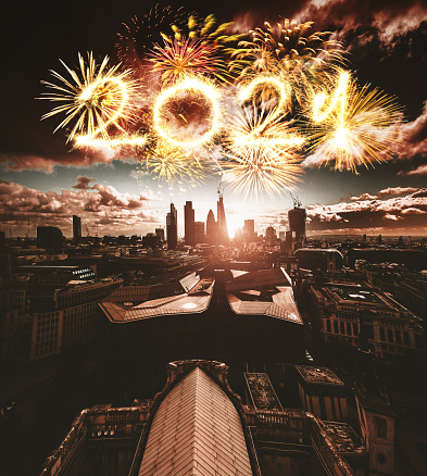 2021 fireworks with london skyline