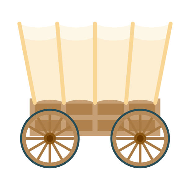 ilustrações de stock, clip art, desenhos animados e ícones de covered wagon icon on transparent background - covered wagon