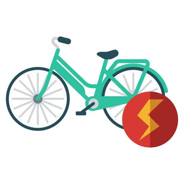 illustrazioni stock, clip art, cartoni animati e icone di tendenza di icona bicicletta elettrica su sfondo trasparente - bicicletta elettrica
