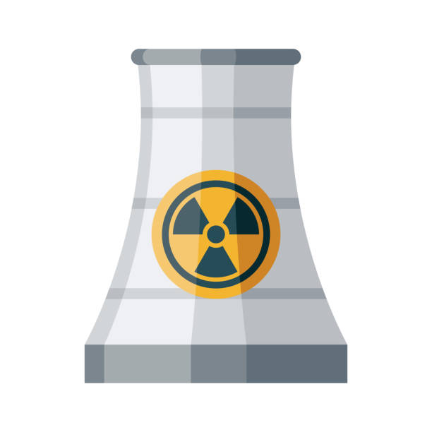 Nuclear Tower Icon on Transparent Background A flat design icon on a transparent background (can be placed onto any colored background). File is built in the CMYK color space for optimal printing. Color swatches are global so it’s easy to change colors across the document. No transparencies, blends or gradients used. cooling tower stock illustrations