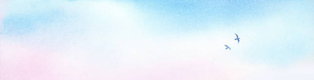 istock Watercolor illustration of flying birds. 1284982103