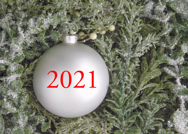 istock New Year 2021 Bauble mockup Christmas tree branches decoration 1284984150