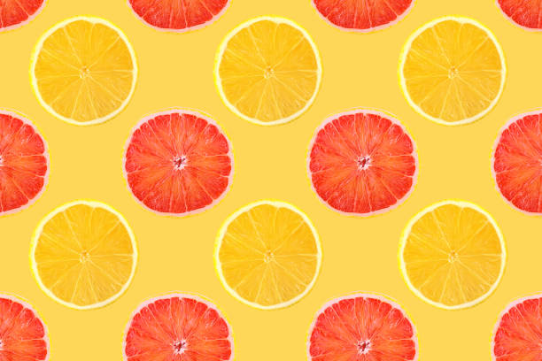 istock Pattern of fresh fruits isolated on creative colored texture 1284988643