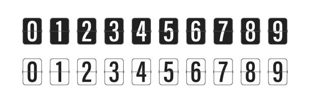 countdown-taktzähler-timer. vektorsymbol auf weißem hintergrund. sammlung von mechanischen flip countdown zahlen. timer, anzeigetafel. - flipchart stock-grafiken, -clipart, -cartoons und -symbole