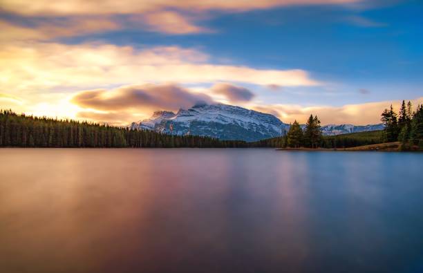 istock Long Exposure Sunrise At Two Jack Lake 1284996370