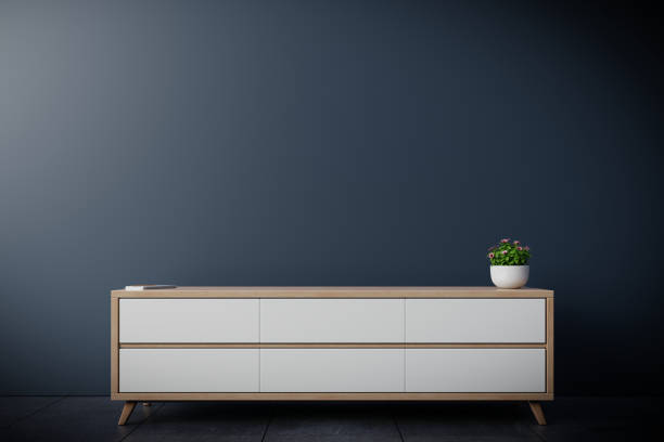 istock Tv cabinet in modern empty room. 1284998098