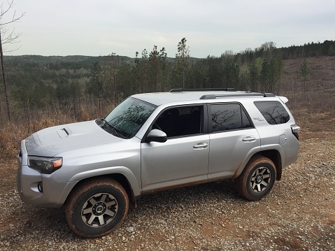 Centreville, Alabama - March 15, 2019: Toyota 4Runner TRD Off Road parked along Forest Service Road in the Talladega National Forest near Cenreville, Alabama.