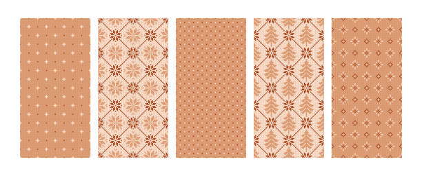 ilustrações de stock, clip art, desenhos animados e ícones de collection of christmas knitted seamless patterns in beige, brown colors. - christmas cardigan woven pattern