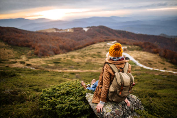 istock Enjoying beautiful mountain sunset 1285001531