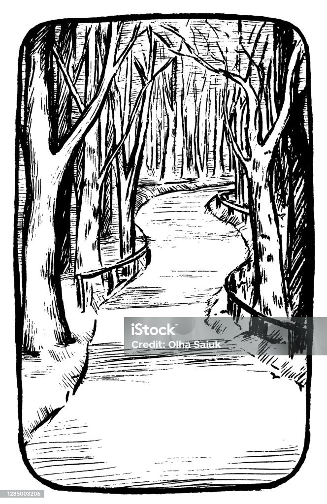 Vintage Vector Illustration Vertical Background The Park Sketch Park