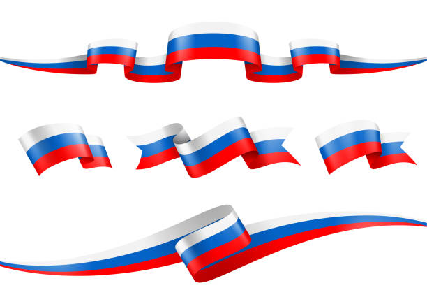 Russia Flag Ribbon Set - Vector Stock Illustration Russia Flag Ribbon Set - Vector Stock Illustration russia flag stock illustrations