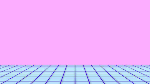 istock Abstract retro Sci-Fi background futuristic pattern grid of the 80s - 90s. Digital Cyber Surface. Suitable for design in the style of the 1980s. 1285021049