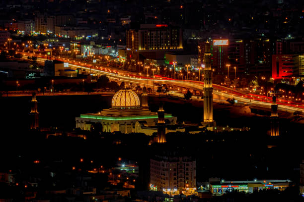 sultan qaboos grand mosque, bousher, sultanate of oman. - sultan qaboos mosque imagens e fotografias de stock