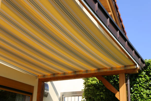 istock New and high-quality garden or balcony awning 1285041176