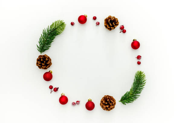 istock Christmas composition. Christmas wreath on a white background. 1285042756