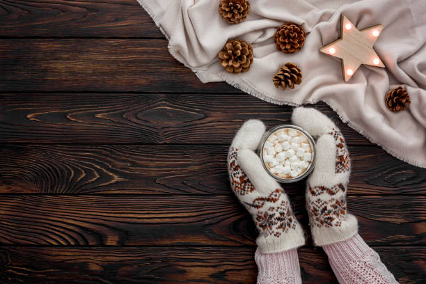 istock Cozy christmas evening with cocoa flat lay 1285042817