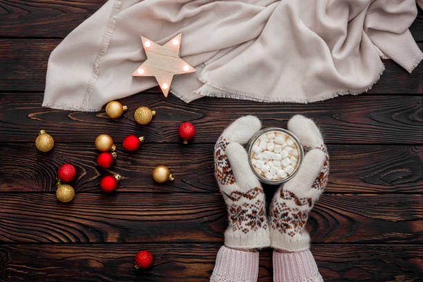 istock Cozy christmas evening with cocoa flat lay 1285042825