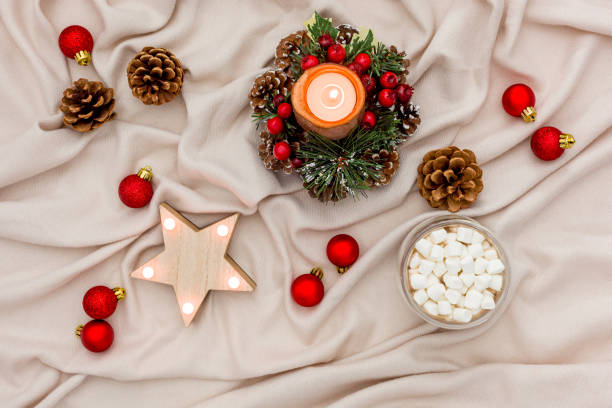 istock Cozy christmas evening with cocoa flat lay 1285042878