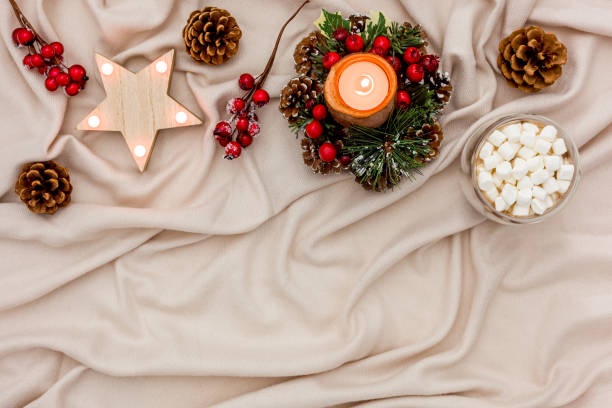 istock Cozy christmas evening with cocoa flat lay 1285043428