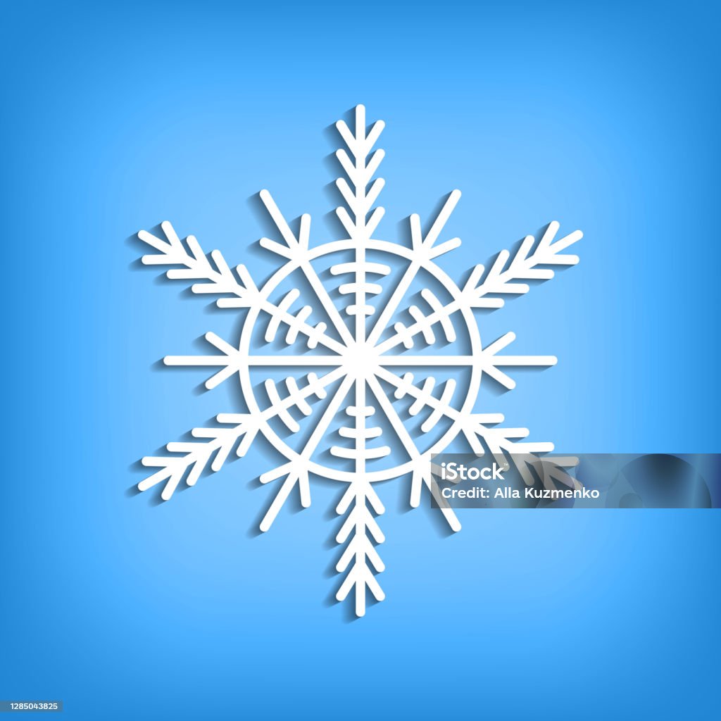 White Template Snowflake With Shadow On Blue Background Isolated Snowflakes  Icon Empty Paper Shape Winter Cartoon Flat Illustration Geometric Hexagonal  Pattern Hand Draw Style Stock Illustration - Download Image Now - iStock