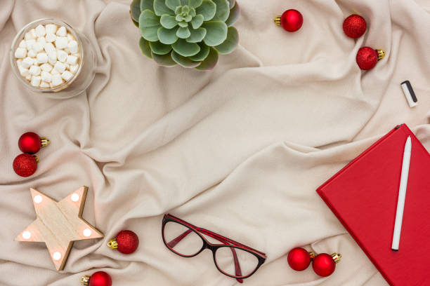 istock Cozy christmas evening with cocoa flat lay 1285045022