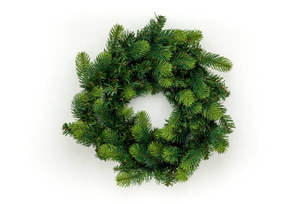 istock top view of decorative festive christmas wreath on white 1285045054